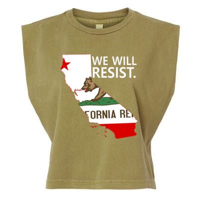 We Will Resist. California Flag Resistance Anti Trump Garment-Dyed Women's Muscle Tee