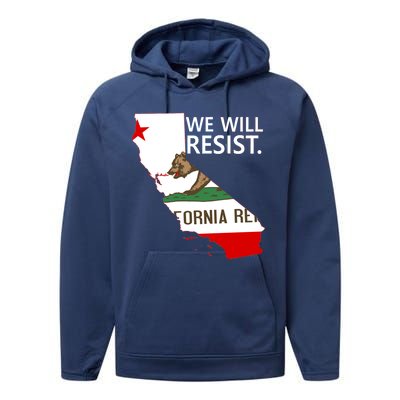 We Will Resist. California Flag Resistance Anti Trump Performance Fleece Hoodie