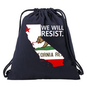 We Will Resist. California Flag Resistance Anti Trump Drawstring Bag