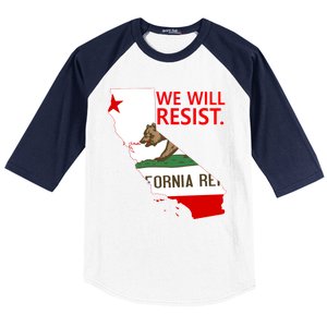 We Will Resist. California Flag Resistance Anti Trump Baseball Sleeve Shirt