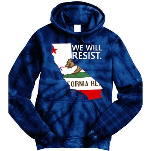 We Will Resist. California Flag Resistance Anti Trump Tie Dye Hoodie