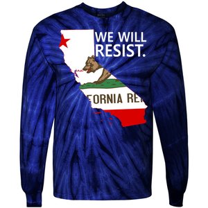 We Will Resist. California Flag Resistance Anti Trump Tie-Dye Long Sleeve Shirt