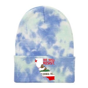 We Will Resist. California Flag Resistance Anti Trump Tie Dye 12in Knit Beanie