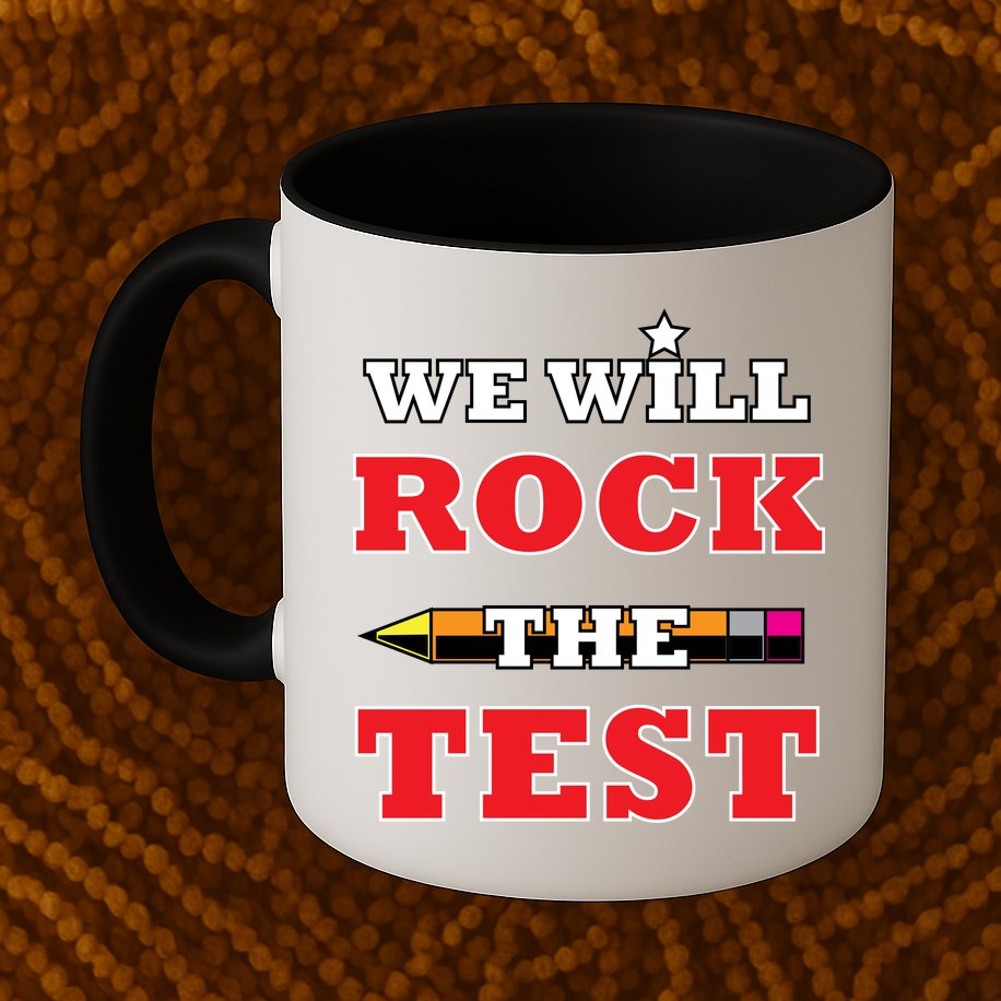 We Will Rock The Test Mug