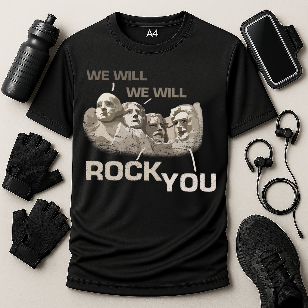 We Will Rock You Presidents Mt.Rushmore  Cooling Performance Crew T-Shirt