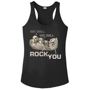 We Will Rock You Presidents Mt.Rushmore  Ladies PosiCharge Competitor Racerback Tank