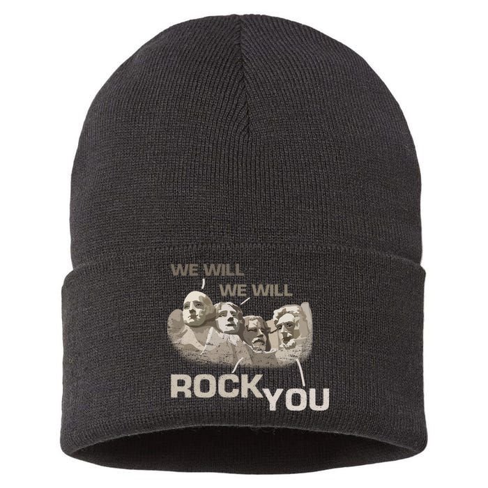 We Will Rock You Presidents Mt.Rushmore  Sustainable Knit Beanie