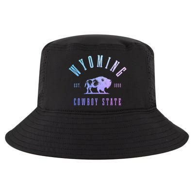 Wyoming Est. 1890 The Cowboy State Bison Vintage Pride Cool Comfort Performance Bucket Hat