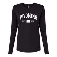 Wyoming Est 1890 Distressed Worn Design Classic Womens Cotton Relaxed Long Sleeve T-Shirt