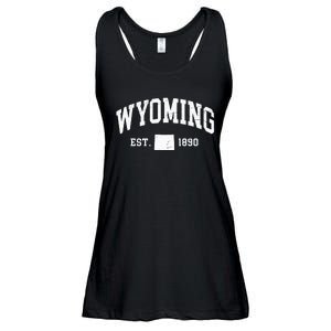 Wyoming Est 1890 Distressed Worn Design Classic Ladies Essential Flowy Tank