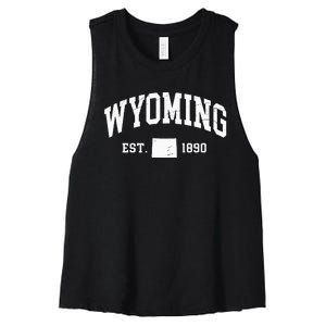 Wyoming Est 1890 Distressed Worn Design Classic Women's Racerback Cropped Tank