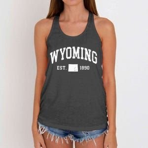 Wyoming Est 1890 Distressed Worn Design Classic Women's Knotted Racerback Tank