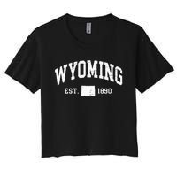 Wyoming Est 1890 Distressed Worn Design Classic Women's Crop Top Tee