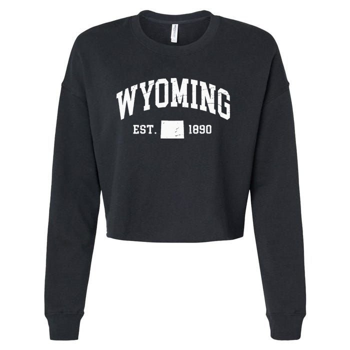 Wyoming Est 1890 Distressed Worn Design Classic Cropped Pullover Crew