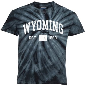 Wyoming Est 1890 Distressed Worn Design Classic Kids Tie-Dye T-Shirt