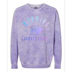 Wyoming Est. 1890 The Cowboy State Bison Colorblast Crewneck Sweatshirt