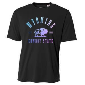 Wyoming Est. 1890 The Cowboy State Bison Cooling Performance Crew T-Shirt