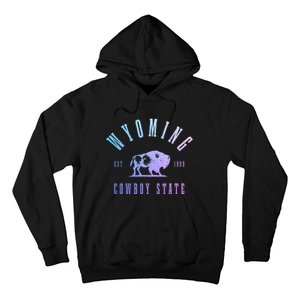 Wyoming Est. 1890 The Cowboy State Bison Hoodie