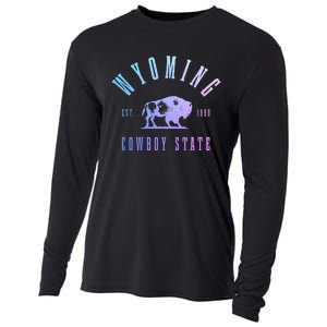 Wyoming Est. 1890 The Cowboy State Bison Cooling Performance Long Sleeve Crew