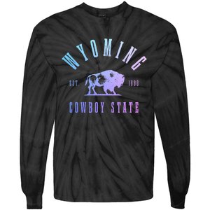 Wyoming Est. 1890 The Cowboy State Bison Tie-Dye Long Sleeve Shirt