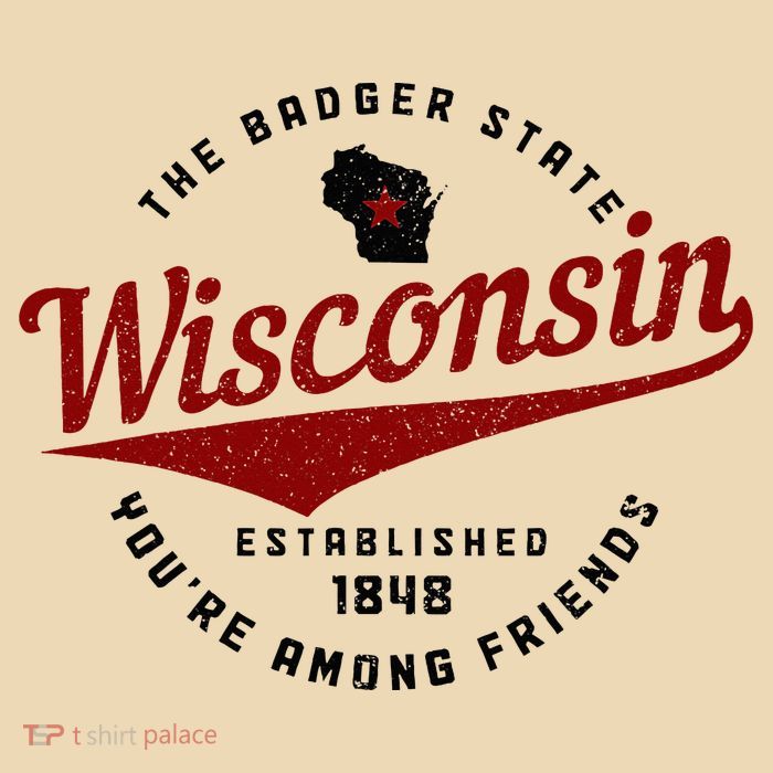 Wisconsin Est. 1848 Badger State Map Pride Vintage Drawstring Bag
