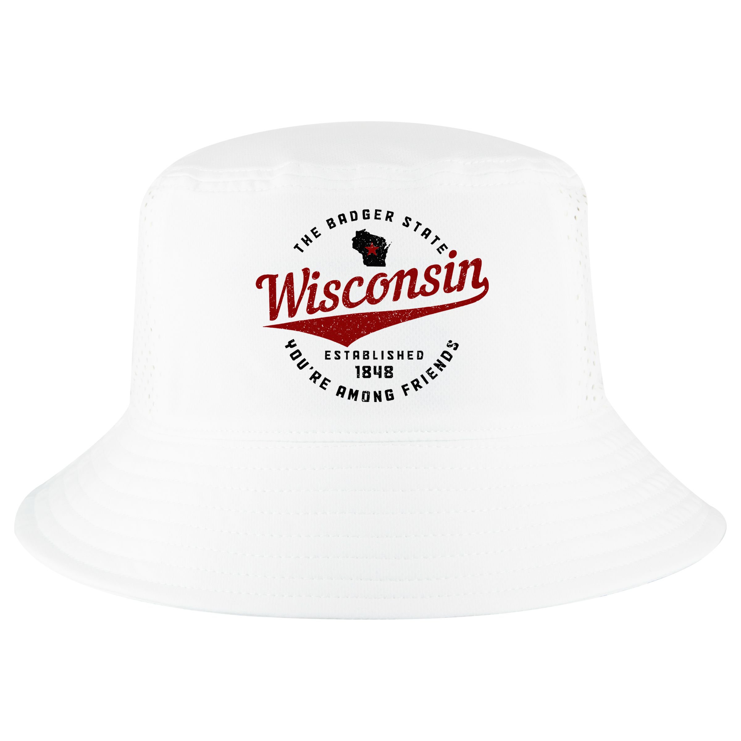 Wisconsin Est. 1848 Badger State Map Pride Vintage Cool Comfort Performance Bucket Hat