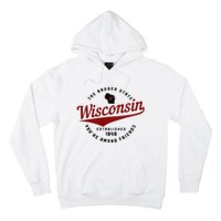 Wisconsin Est. 1848 Badger State Map Pride Vintage Hoodie