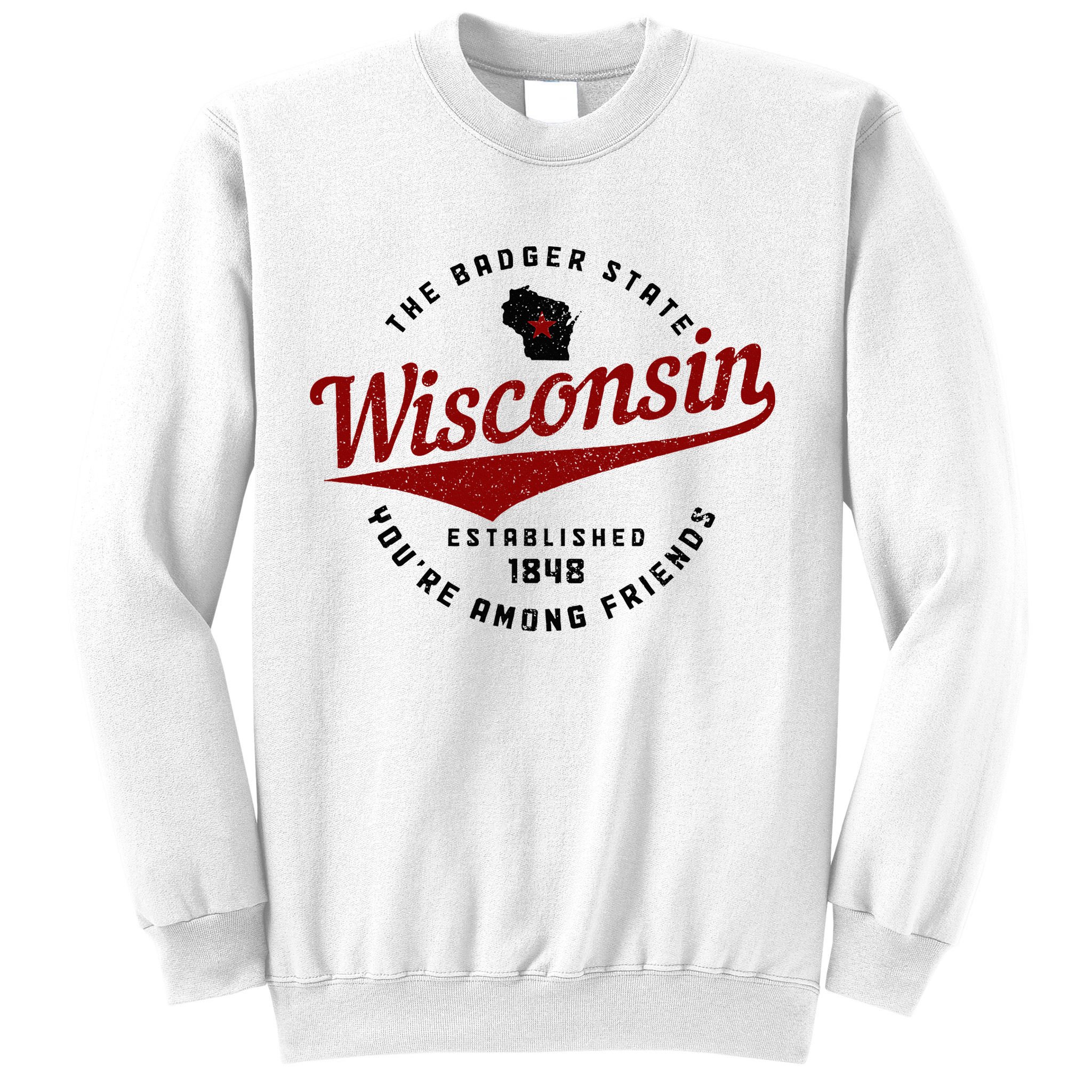 Wisconsin Est. 1848 Badger State Map Pride Vintage Sweatshirt