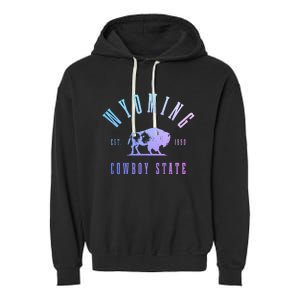 Wyoming Est. 1890 The Cowboy State Bison Garment-Dyed Fleece Hoodie