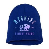 Wyoming Est. 1890 The Cowboy State Bison Short Acrylic Beanie