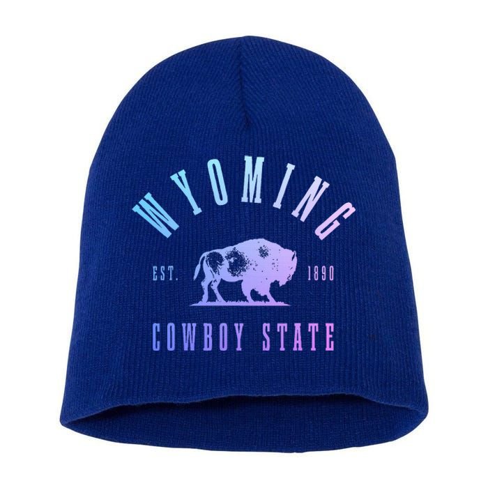 Wyoming Est. 1890 The Cowboy State Bison Short Acrylic Beanie