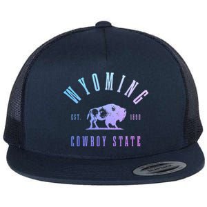 Wyoming Est. 1890 The Cowboy State Bison Flat Bill Trucker Hat