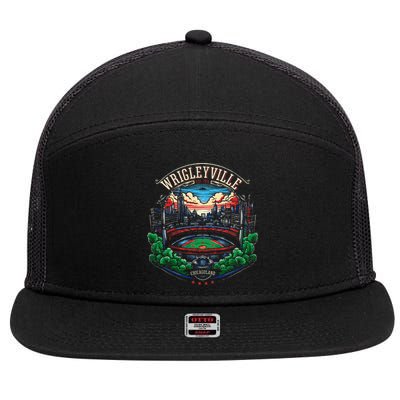 Wrigleyville Est. 1914 7 Panel Mesh Trucker Snapback Hat