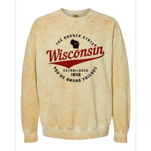 Wisconsin Est. 1848 Badger State Map Pride Colorblast Crewneck Sweatshirt