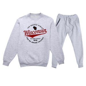 Wisconsin Est. 1848 Badger State Map Pride Premium Crewneck Sweatsuit Set