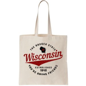 Wisconsin Est. 1848 Badger State Map Pride Tote Bag