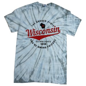 Wisconsin Est. 1848 Badger State Map Pride Tie-Dye T-Shirt