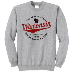 Wisconsin Est. 1848 Badger State Map Pride Tall Sweatshirt