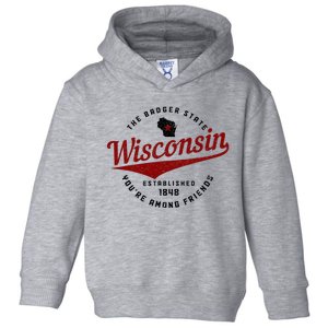 Wisconsin Est. 1848 Badger State Map Pride Toddler Hoodie