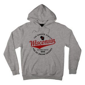 Wisconsin Est. 1848 Badger State Map Pride Tall Hoodie