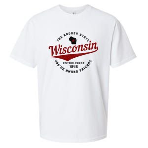 Wisconsin Est. 1848 Badger State Map Pride Sueded Cloud Jersey T-Shirt