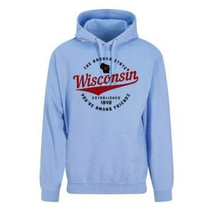 Wisconsin Est. 1848 Badger State Map Pride Unisex Surf Hoodie