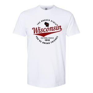 Wisconsin Est. 1848 Badger State Map Pride Softstyle CVC T-Shirt