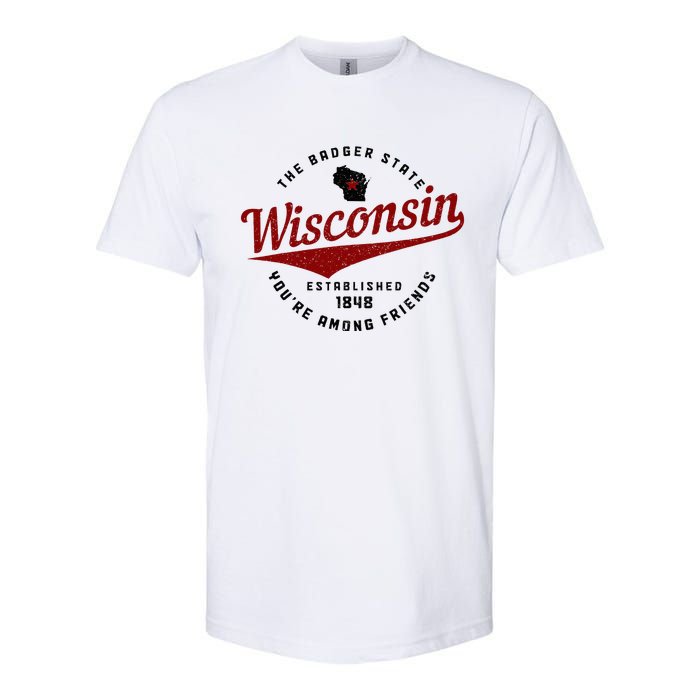 Wisconsin Est. 1848 Badger State Map Pride Softstyle CVC T-Shirt