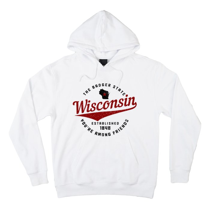 Wisconsin Est. 1848 Badger State Map Pride Hoodie