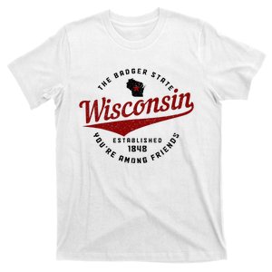 Wisconsin Est. 1848 Badger State Map Pride T-Shirt