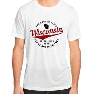 Wisconsin Est. 1848 Badger State Map Pride Adult ChromaSoft Performance T-Shirt