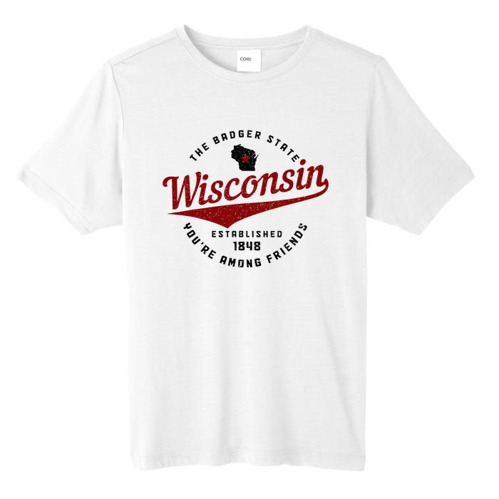 Wisconsin Est. 1848 Badger State Map Pride Tall Fusion ChromaSoft Performance T-Shirt