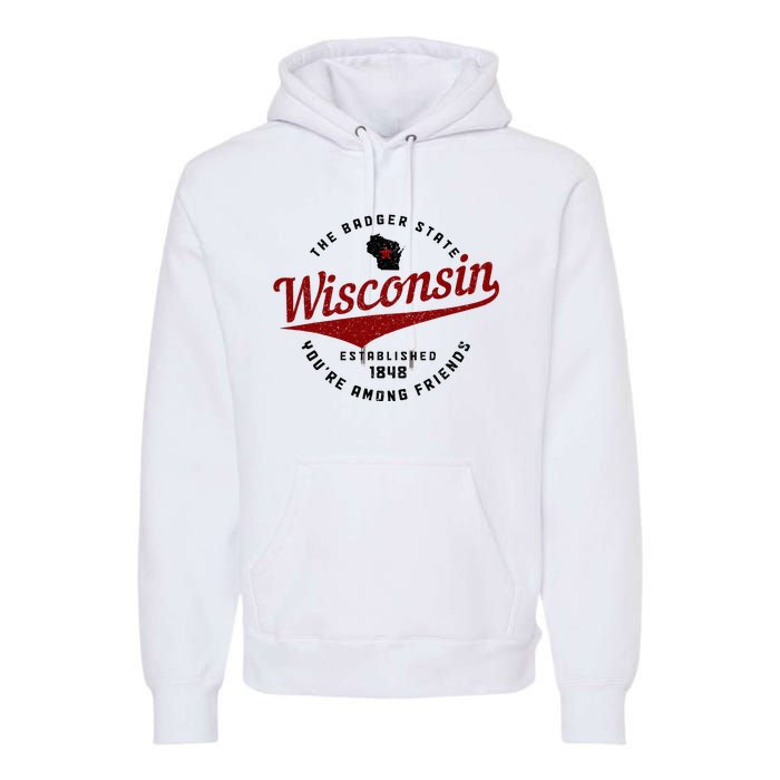 Wisconsin Est. 1848 Badger State Map Pride Premium Hoodie