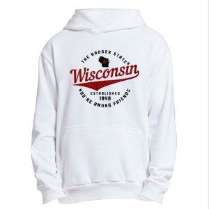 Wisconsin Est. 1848 Badger State Map Pride Urban Pullover Hoodie